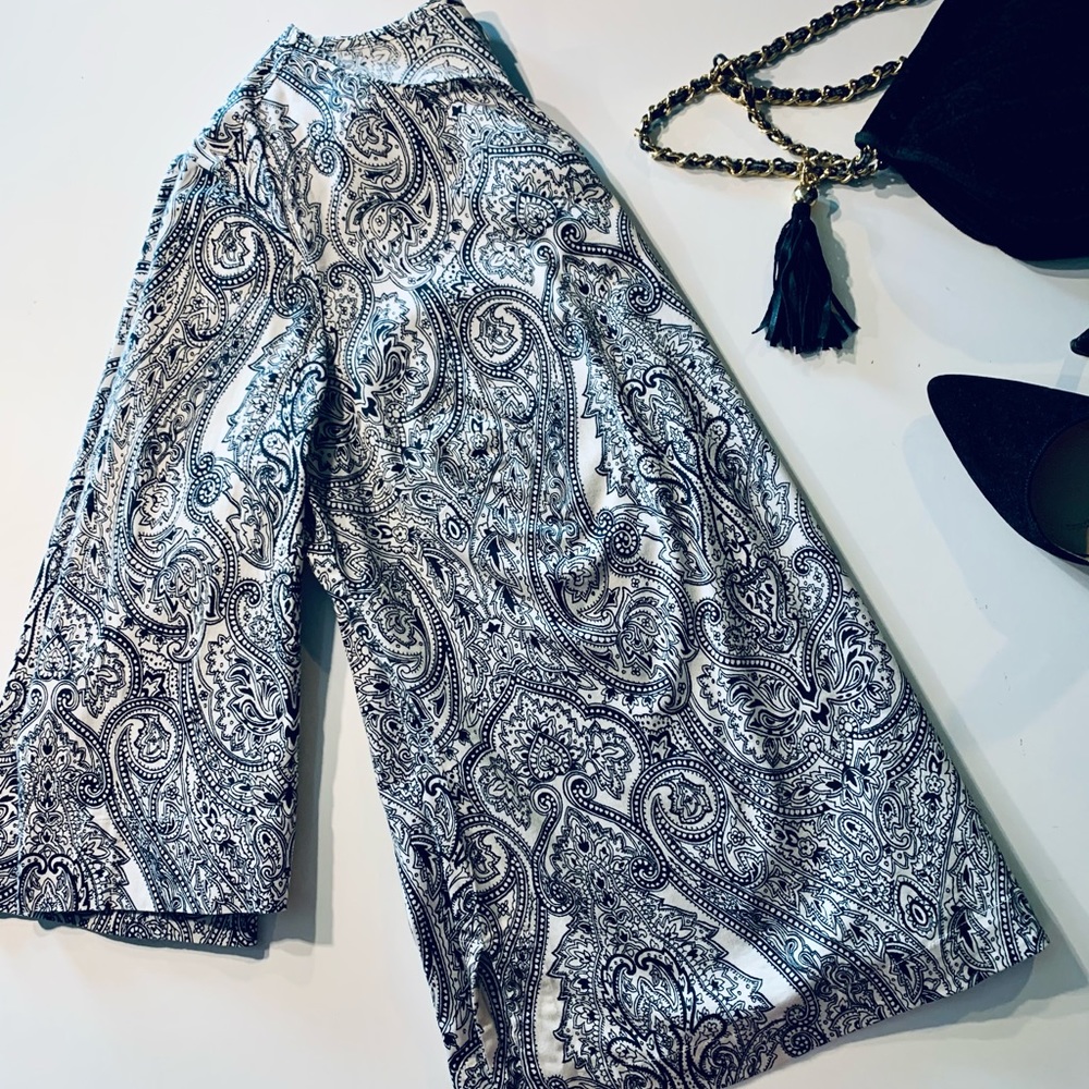 Talbots Paisley Black & White Tunic
